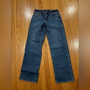 Just Black Blue Studded Straight Leg Jeans